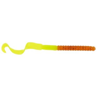 Imagem de Berkley Isca de pesca PowerBait® Power Worm, verde-limão de abóbora, 10 cm | 10 cm, sabor irresistível, perfil clássico de verme de cauda encaracolada, ideal para primavera, verão e outono
