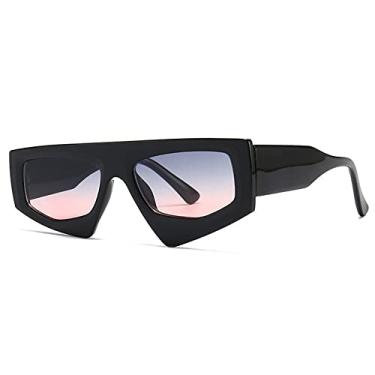 Imagem de Óculos de sol vintage irregulares de uma peça com estampa de leopardo para mulheres Óculos de sol planos de armação oblíqua Óculos masculinos Hip Hop, preto azul rosa, tamanho único