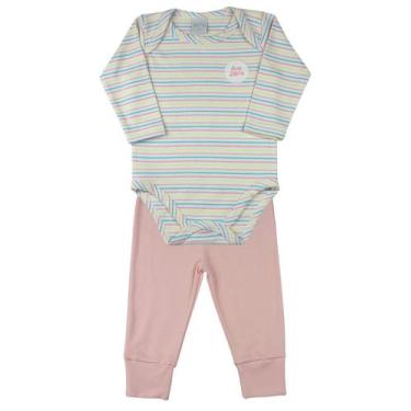 Imagem de Pijama Bebê Suedine Listrado E Liso - Amarelo - Ano Zero