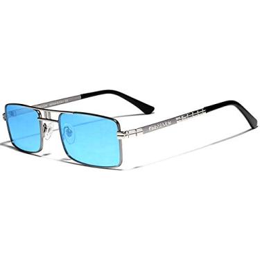 Imagem de Óculos de Sol Masculino KINGSEVEN Design Retangular Moldura Vintage Aço Inoxidavel com Proteção Uv400 Polarizado (C2)