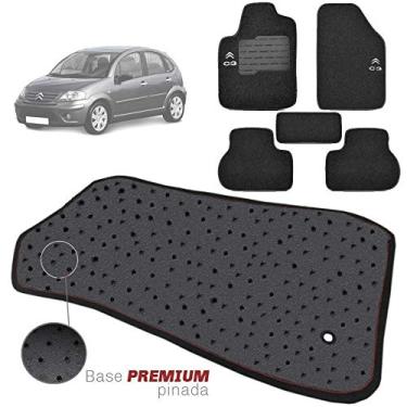 Imagem de Jogo de Tapete Carpete Tevic Pinado Compatível com C3 2003 04 05 06 07 08 09 10 11 12 Impermeável Lavável Logo Bordado 5 Peças