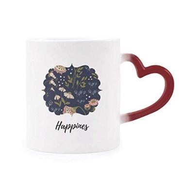 Imagem de Caneca rosa de flor selvagem com tinta sensível ao calor, copo de grés que muda de cor vermelha