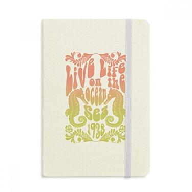 Imagem de Caderno de anotações com estampa colorida da vida marinha do Hippocampo, capa dura de tecido, diário clássico