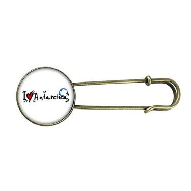 Imagem de I Love Antártica Bandeira da Palavra Love Heart Ilustration Broche de Metal Retrô Joia