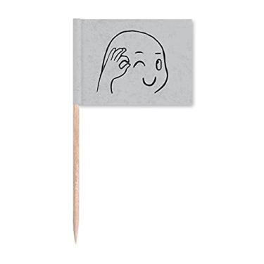 Imagem de OK Gestures – Bandeiras de palito de dente com rosto preto, enfeite de festa