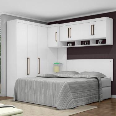 Imagem de Quarto Modulado De Casal Branco Smart Guarda Roupa Completo - Demóbile