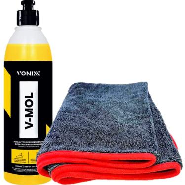 Imagem de Kit Toalha de Secagem Gigante Super Macia 60x90 600gsm Twist + Shampoo Automtivo Lava Autos V-mol 500ml Vonixx