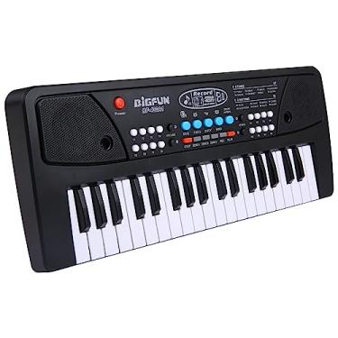 Imagem de CIADAZ 37 Teclas USB Órgão Eletrônico Crianças Piano Elétrico com Microfone Preto Música Digital Teclado Eletrônico Alto-falantes Estéreo Embutidos com 8 Tons 8 Ritmos 6 Canções Demo 4 Percussão
