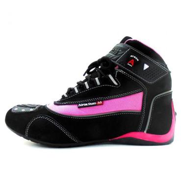 Imagem de Tênis motociclista feminino cano alto em couro nas cores preto e rosa Atron Shoes 310-Masculino