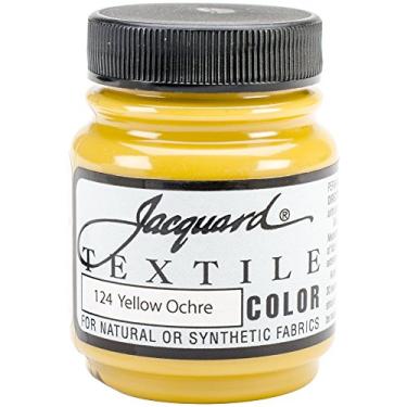 Imagem de Jacquard Cor têxtil amarelo ocre - tinta de tecido permanente para roupas, estofados de móveis, sapatos ou sacolas - tinta de tecido interno e externo - frasco de 65 g, tinta de tecido de estofamento