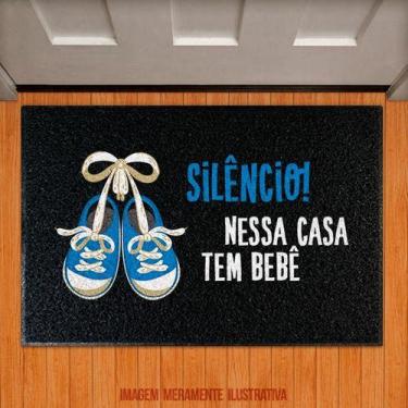 Imagem de Tapete Capacho - Silêncio Nessa Casa Tem Bebê Azul - Legião Nerd