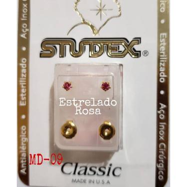 Imagem de Brinco Studex Classic 4Mm Tiffany Rosa Medio Dourado