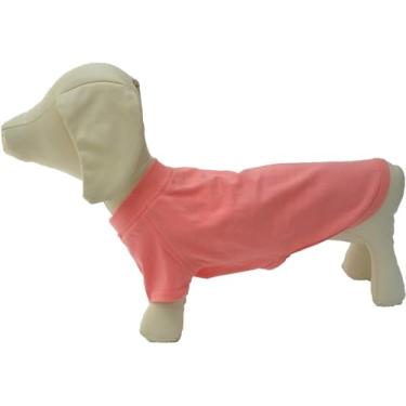 Imagem de Lovelonglong 2019 Trajes de animal de estimação Roupas de cachorro roupas em branco Camisetas para cães grandes médios pequenos 100% algodão 18 coresLovelonglong D-L (for Dachshund -20lbs) rosa