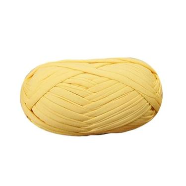 Imagem de Danselegant Fio de camiseta de linha plana faça você mesmo tecelagem macia material de tricô para tapetes bolsas chinelos sandálias 39 cores crochê feito à mão (amarelo)