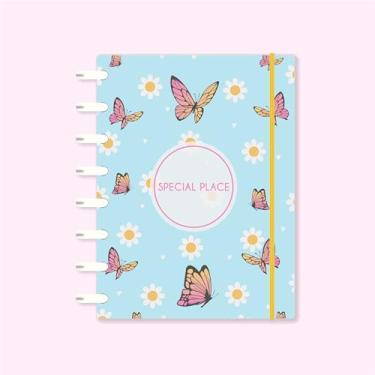 Imagem de Caderno de Disco 10 Matérias Escolar Sistema Inteligente Com Calendario Com Divisórias Special Place Borboletas (MÉDIO - Colegial)