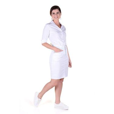 Imagem de Saia Secretária Uniforme Confeccionada em Brim Lycra - Branca