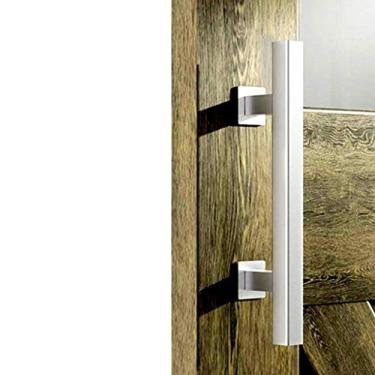 Imagem de Maçaneta de porta de madeira de 30 cm de comprimento, alça de aço inoxidável e kit embutido, para portas, móveis de cozinha, armário, gavetas, quadrado