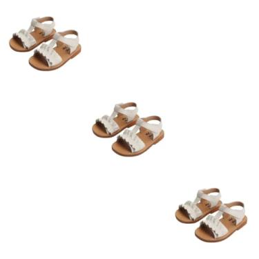 Imagem de CALLARON 3 Pecas sandálias da moda sandálias para meninas calçados para meninas sapatinho bebe sandálias de menina sandálias de couro pu versão coreana decorar filho branco