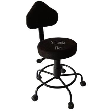 Imagem de Cadeira Mocho Verona com regulagem de altura base de ferro com apoio de pés com rodízio suede preto