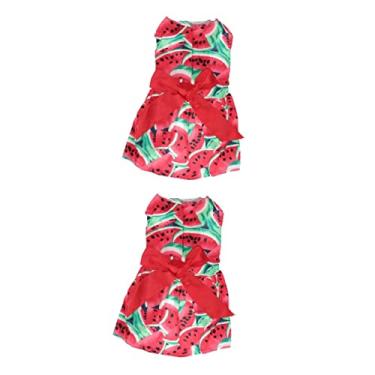 Imagem de 2 peças roupas de verão para gatos vestidos de cachorro camisas de algodão colete para cachorro camisa vestido floral para cachorro camiseta de verão vestido de cachorro festa cachorro