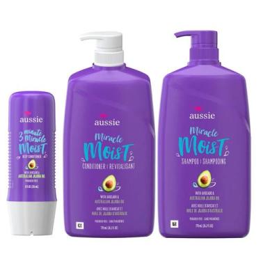 Imagem de Kit Aussie Moist Shampoo, Condicionador 778ml E Mascara 236ml Grande