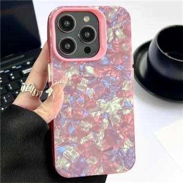 Imagem de Capa de telefone macia com padrão de concha gradiente colorida para iPhone 14 Pro Max 13 12 11 X XR XSMax Capa traseira rígida à prova de choque, rosa, para iphone 14ProMax