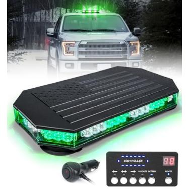 Imagem de LUMENIX Luzes estroboscópicas de telhado branco verde LED de emergência piscando aviso aviso aviso barra de semáforo para policiais veículos POV caminhões limpa-neve - padrão bandeira americana |