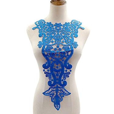 Imagem de 1 colar de renda solúvel em água poliéster seda bordado peito renda tridimensional gola oca gola falsa (azul)