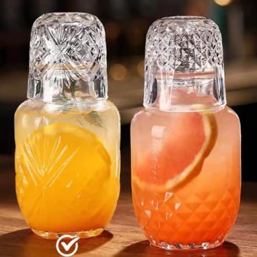 Imagem de Mfacoy Jarra de Água de Cabeceira e Copo de Vidro de 500 ml Transparente, Conjunto de 2 Peças