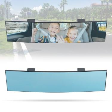 Imagem de LoyaGour Espelho retrovisor para carro, extensor de espelhos panorâmicos panorâmicos amplos de 30 cm, antirreflexo de matiz azul, espelho retrovisor interno com clipe universal para caminhão, carro e