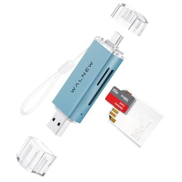 Imagem de Leitor de cartão SD/Micro-SD, WALNEW USB 3.0 e adaptador de cartão de memória USB-C para SD/TF para Mac, MacBook, computador/PC, laptop, iPad, telefone Android Samsung Galaxy, suporte UHS-I SDHC/SDXC/MicroSDHC/MicroSDHC/MicroSDXC