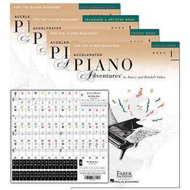 Imagem de Conjunto de aprendizado Accelerated Piano Adventures Nível 1 por Nancy Faber - Livros de lição, teoria, desempenho, técnica e arte e teclas de piano de música Julieta 88/61/54/49 conjunto completo removível