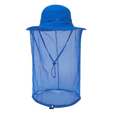Imagem de WUSENST – Chapéu de rede de mosquito, proteção contra raios UV com proteção de tela oculta contra insetos e abelhas, Azul, One-size