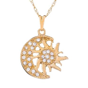 Imagem de Colar Sol e Lua com Strass 22mm - Sunshine Cristais Cor:Ouro