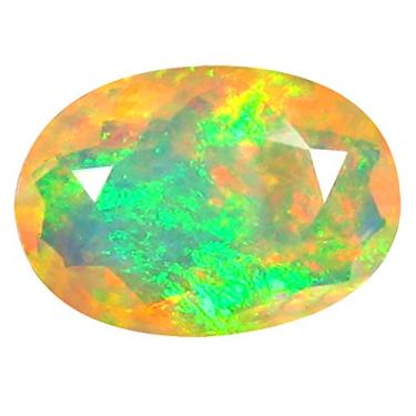 Imagem de 2,63 ct AAA+ Gem de qualidade corte oval (13 x 9 mm) opala arco-íris não aquecida genuína e extraída da pedra preciosa solta da Terra