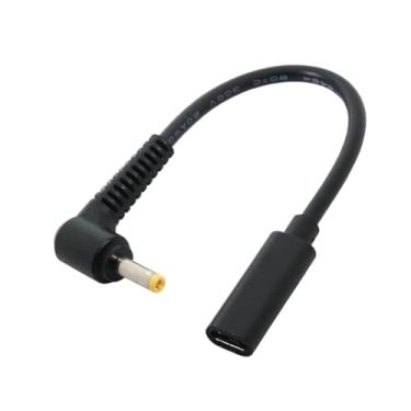Imagem de Cabo adaptador de carregamento USB C para ponta fina fêmea tipo C para conversor macho para laptop HP 18-20V funciona com 45W 65W 90W (4,8 x 1,7 mm HP)