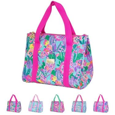 Imagem de Lilly Pulitzer Insulated Lunch Cooler Bag, Large Capacity Women's Lunch Bag, Cute Lunch Box with Storage Pocket and Shoulder Straps, Me and My Zesty