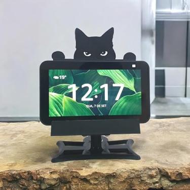 Imagem de Suporte Para Alexa Echo Show 5 2° Geração - Base Articulável - Decoração, miniaturas, Tema Gato Curioso