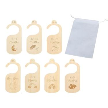 Imagem de harayaa 7x etiqueta divisora de guarda-roupa infantil, divisórias de roupas penduradas, divisórias organizadoras de roupas de berçário de madeira para quarto,