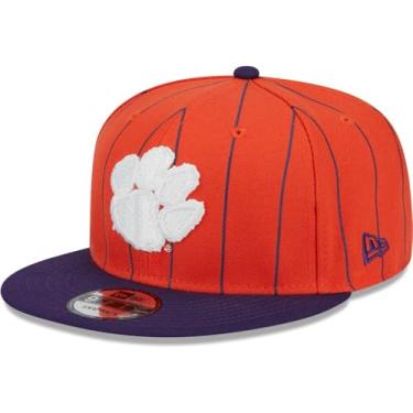 Imagem de New Era Clemson Tigers 9FIFTY Vintage risca retrô snapback, boné ajustável laranja roxo, Laranja, roxo, Tamanho �nica