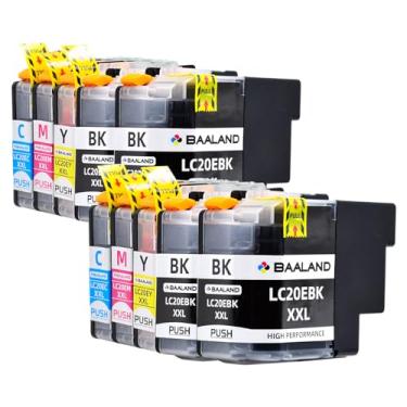 Imagem de BAALAND Cartuchos de tinta de substituição compatíveis para Brother LC20E LC20EXXL para impressora Brother MFC-J985DW J5920DW J775DW J985DWXL (2BK/2C/2M/2Y)