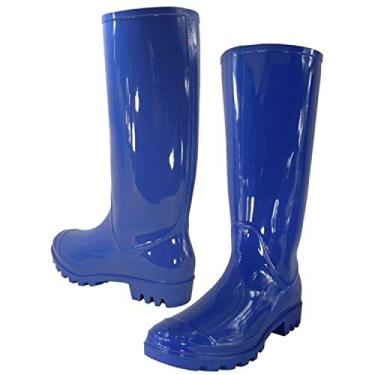 Imagem de Botas de chuva femininas elegantes botas de borracha impermeáveis para mulheres, Azul royal, 6