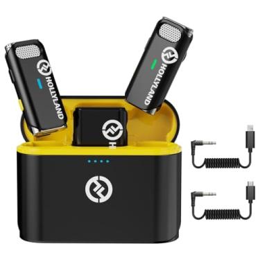 Imagem de Sistema Microfone Sem Fio Hollyland Lark M1 Lapela Cancelamento Ruído Bateria até 8h Plug and Play Compatível com Câmeras Dslrs Android e Ios Gravações Entrevistas Streaming ao Vivo