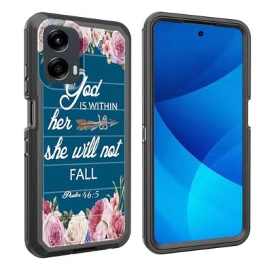 Imagem de smauncucn Capa para Moto G 5G 2024, proteção contra quedas à prova de choque, resistente, 3 camadas, militar, resistente, durável para Motorola Moto G 5G 2024 de 6,6 polegadas, versículo bíblico de
