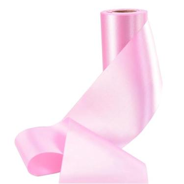 Imagem de Fita de cetim de cor sólida, sem rugas, fita de tecido sedoso para cerimônia de corte, faixas, cadeira, mesa, carro, laços, artesanato, costura, decoração de festa de casamento (rosa rosa 10 cm de