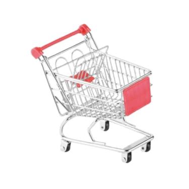 Imagem de Generic Carrinho de compras para crianças Carrinho de empurrar para crianças Brinquedo Ornamento decorativo Presente Papelaria Diversão Organizador de mesa, Vermelho