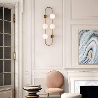 Imagem de Lâmpada de parede LED com 4 luzes Globo de vidro sombra arandela Lanterna de parede Decoração interna Luminárias para sala de estar Quarto Escadas Banheiro Corredor Villa Luzes de lavagem de