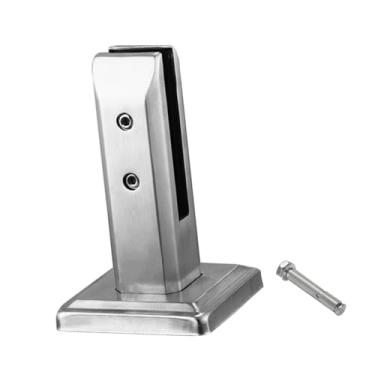 Imagem de Generic aço inoxidável quadrado vidro piscina cerca grampo casa jardim escadas balaustrada corrimão vidro piso grampo, Silver a