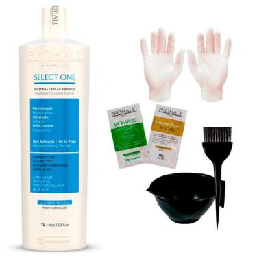 Imagem de Antifrizz Select One Prohall 1 Litro + 2Sachê/Cumbuca/Luvas