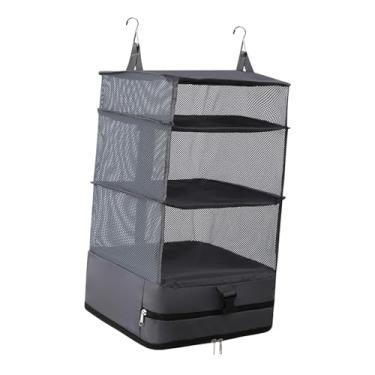 Imagem de DimyFew Caixa Organizadora Suspensa com 3 Níveis para Armário, Bolsa de Viagem, Armário Suspenso, Mala E Organizador de Armazenamento, cinza escuro